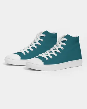 Medium Dark Warm Cyan Women's High-top Canvas Sneakers | Women's | Medium Dark Pure Warm Cyan | C100M0Y25K60