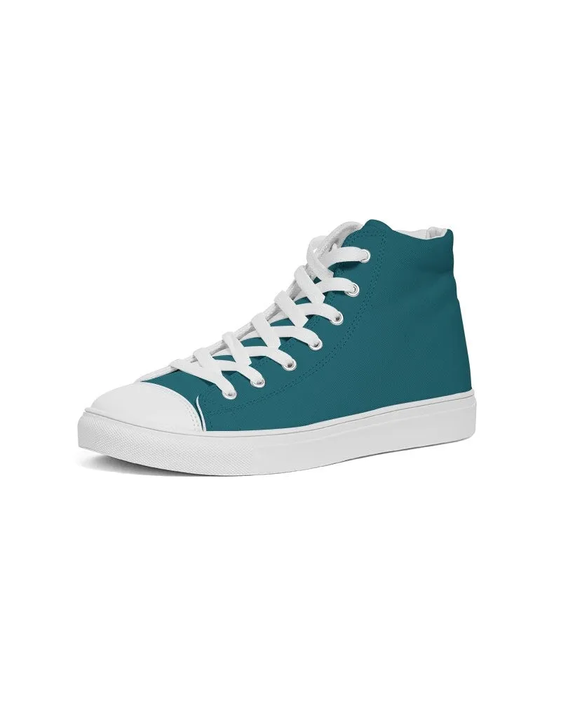 Medium Dark Warm Cyan Women's High-top Canvas Sneakers | Women's | Medium Dark Pure Warm Cyan | C100M0Y25K60