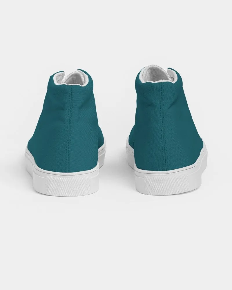 Medium Dark Warm Cyan Women's High-top Canvas Sneakers | Women's | Medium Dark Pure Warm Cyan | C100M0Y25K60