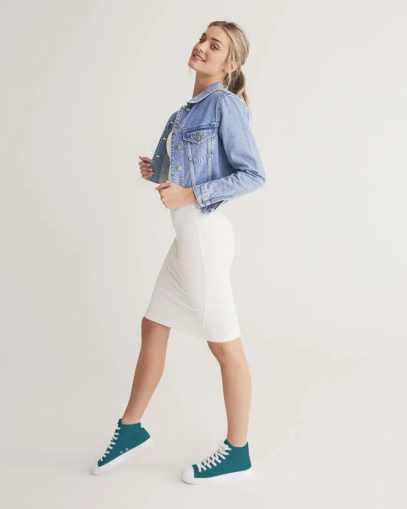 Medium Dark Warm Cyan Women's High-top Canvas Sneakers | Women's | Medium Dark Pure Warm Cyan | C100M0Y25K60