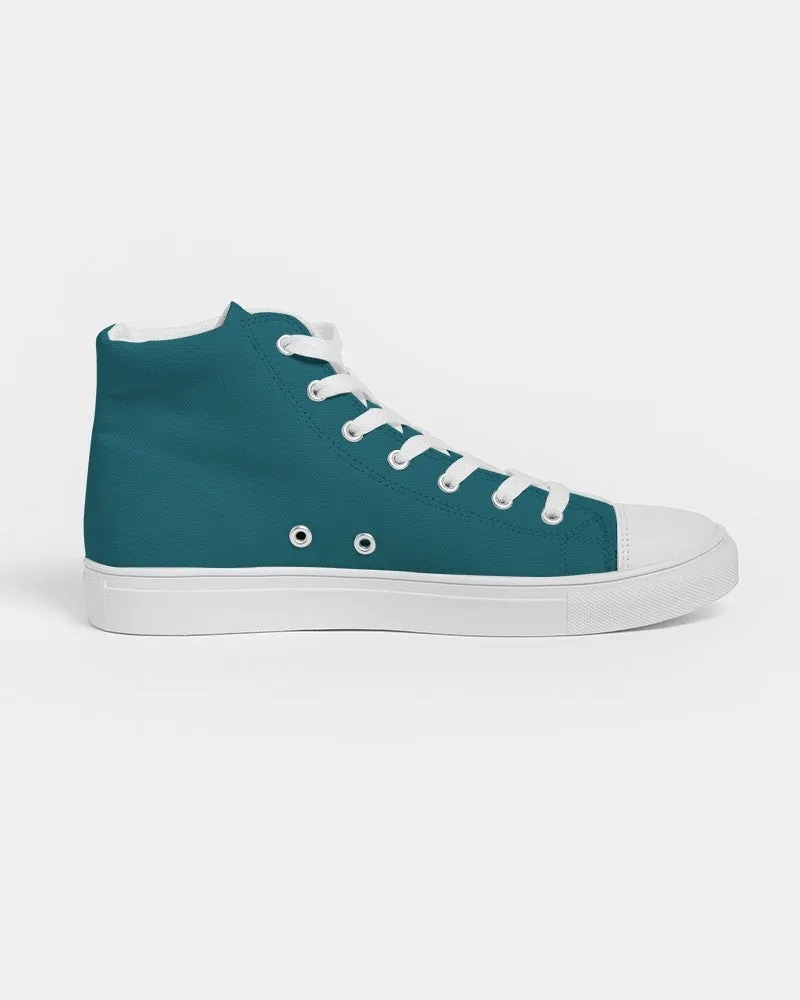 Medium Dark Warm Cyan Women's High-top Canvas Sneakers | Women's | Medium Dark Pure Warm Cyan | C100M0Y25K60