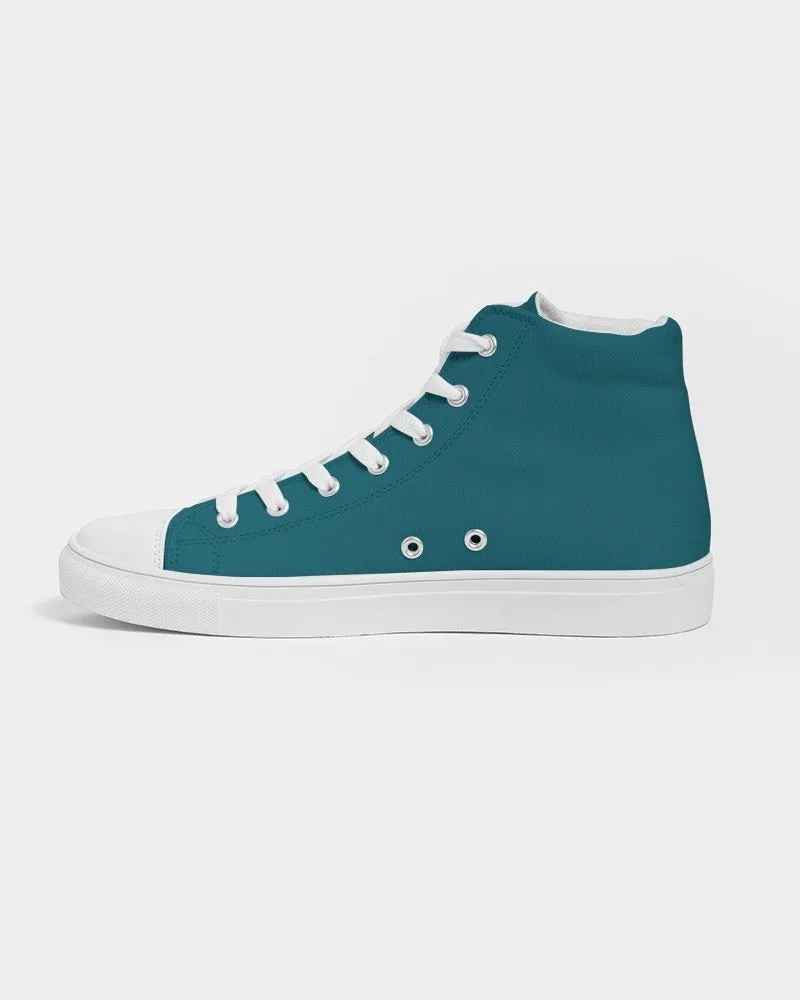 Medium Dark Warm Cyan Women's High-top Canvas Sneakers | Women's | Medium Dark Pure Warm Cyan | C100M0Y25K60