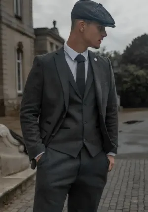 Men’s Grey Tweed Wool Suit | 3-Piece Vintage Suit for Weddings & Groomsmen