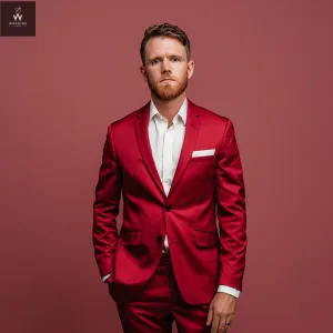 Men's Premium Red Two-Piece Suit – Bespoke Wedding Suits, Custom Tailored Formal wear
