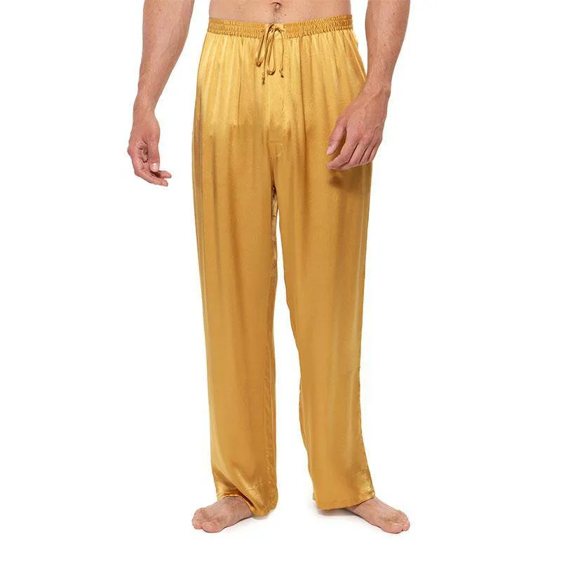 Mens Silk Pajama Long Pants Silk Pajamas Bottoms Sleep Pants
