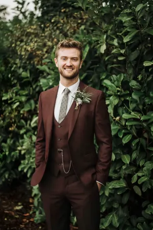 Men’s Vintage 3-Piece Tweed Wool  Brown Suit | Wedding, Winter & Groomsmen Outfit