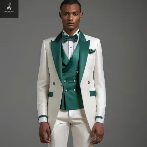 Men's White Three-Piece Wedding Suit - Custom Made and Bespoke Tailored Suits