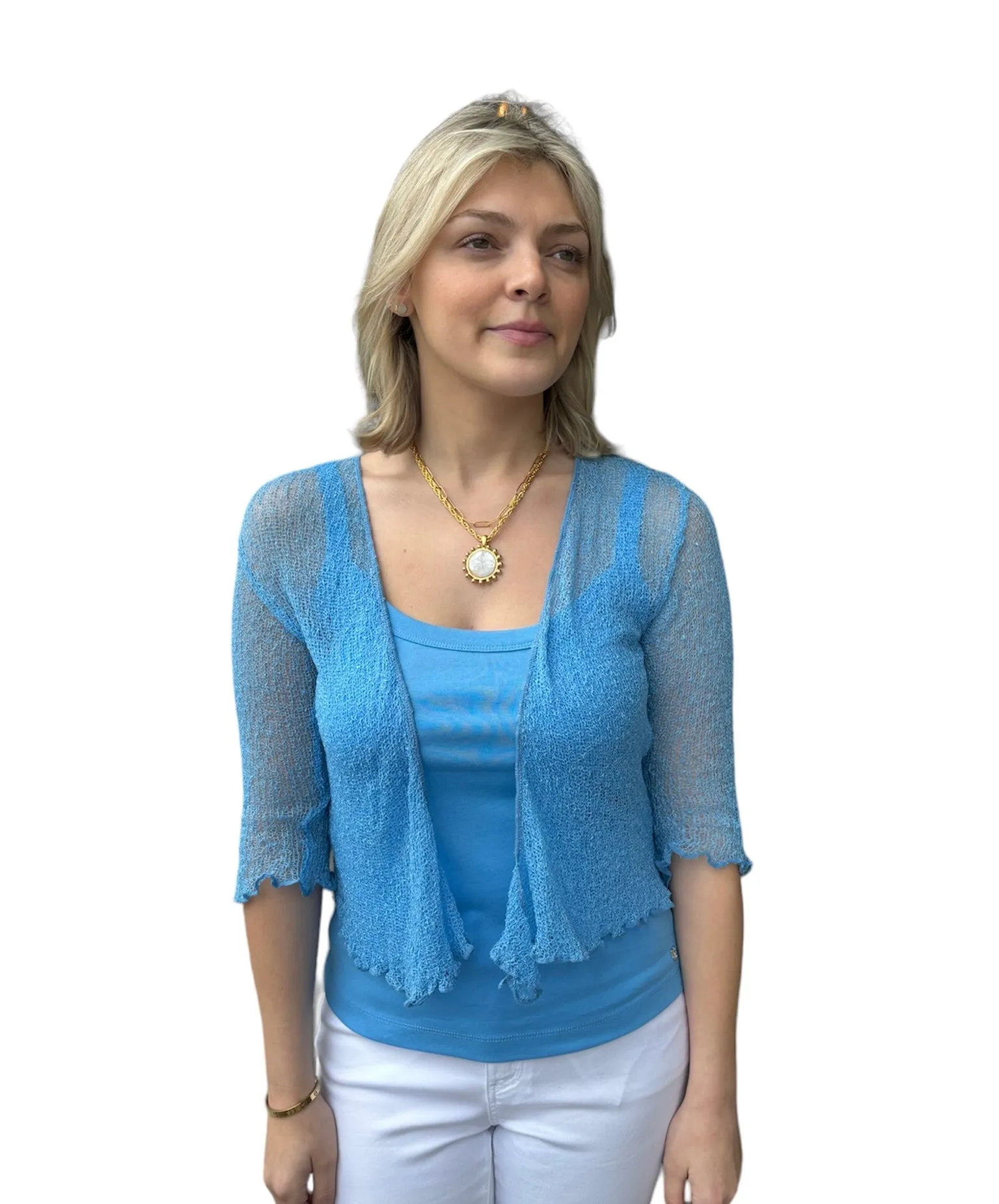 MESH CARDIGAN - SKY BLUE
