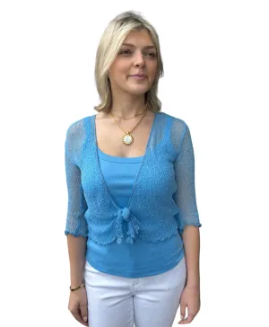 MESH CARDIGAN - SKY BLUE