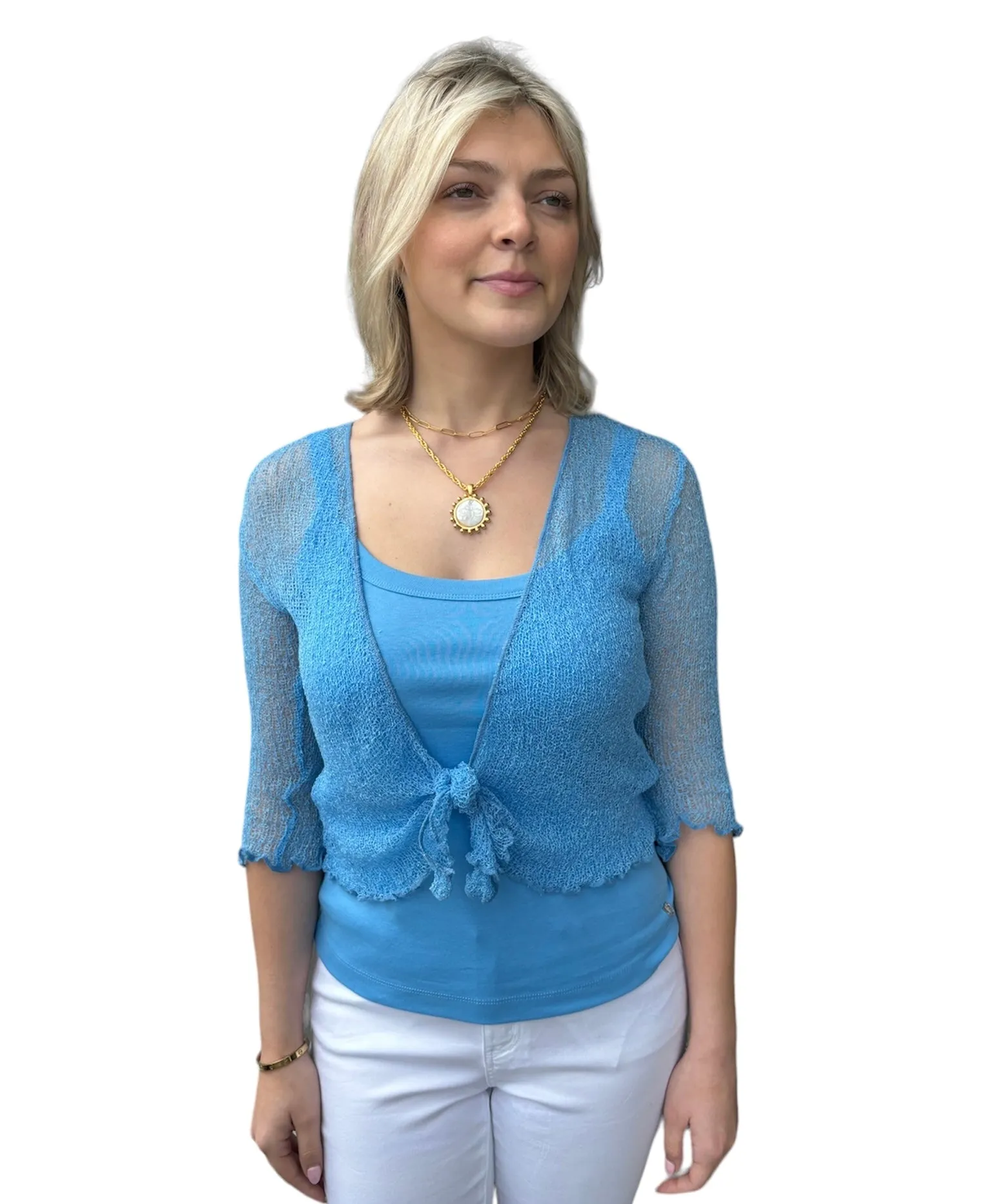 MESH CARDIGAN - SKY BLUE