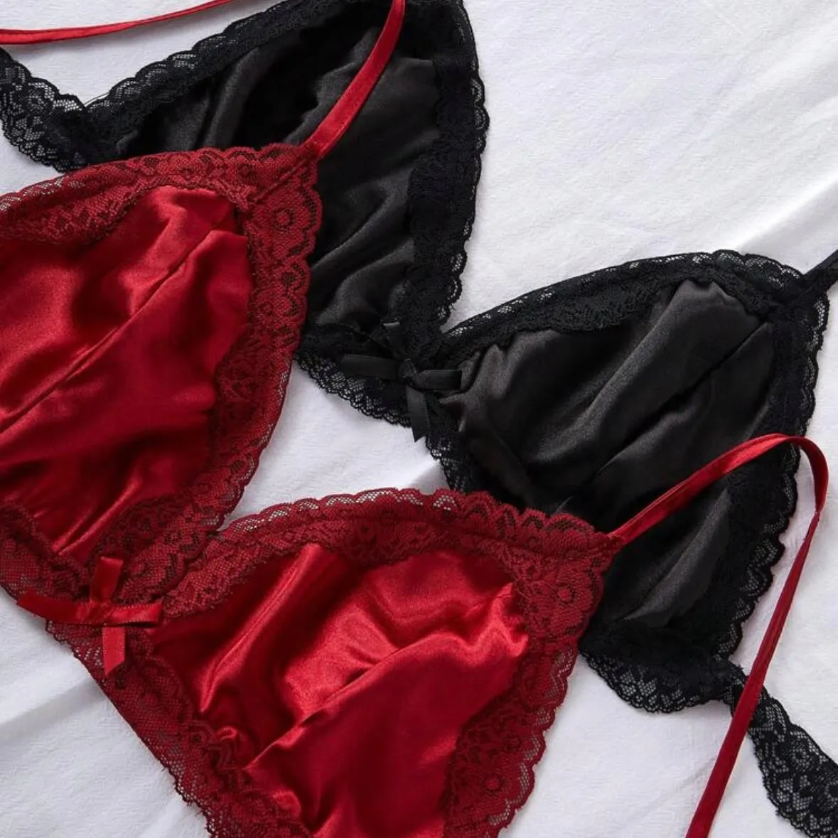 Minahasa Two Pack Pajamas Silk Set = Black & Burgundy