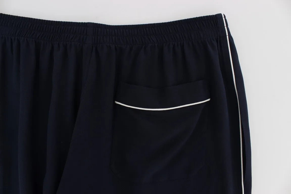Navy Blue Silk Pajama Pants