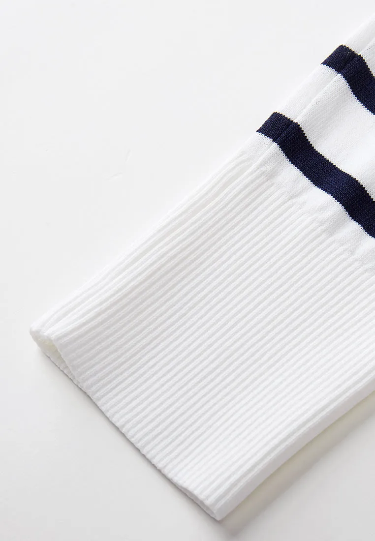 Navy Blue Stripped Knitted Jacket
