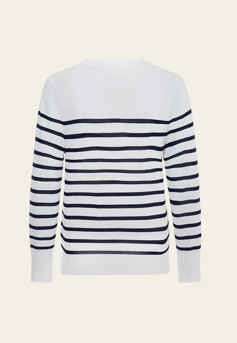 Navy Blue Stripped Knitted Jacket