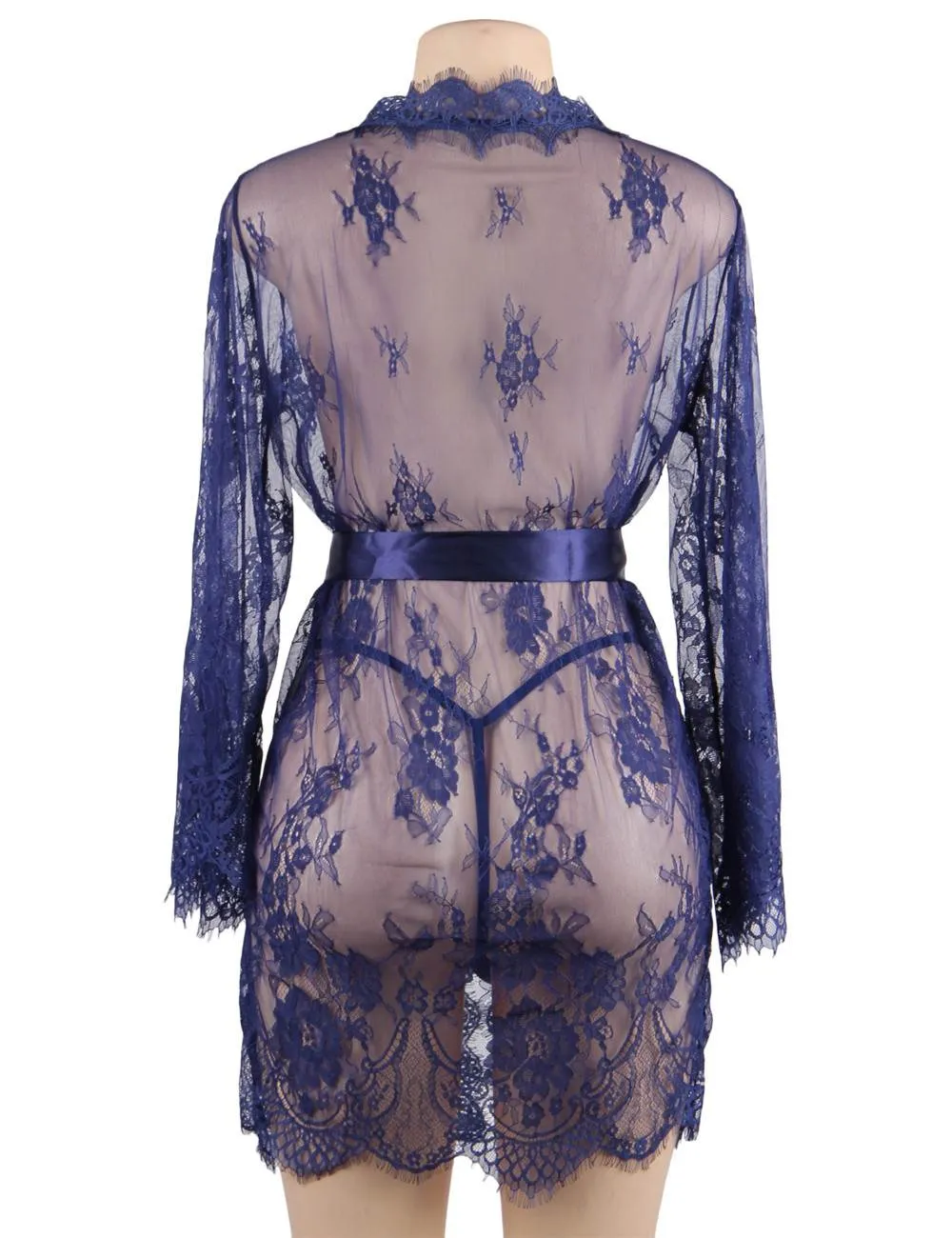 New Eyelash Black Lace Sleepwear Gown