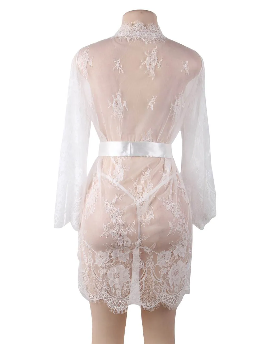 New Eyelash Black Lace Sleepwear Gown