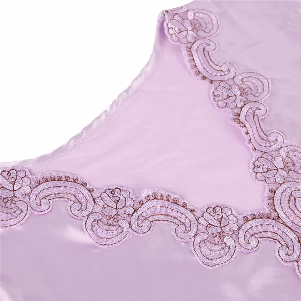 New Fashionable Silk Embroidery Casual Nightdress