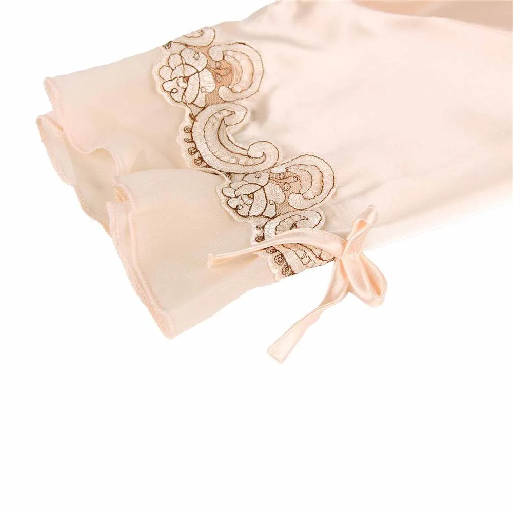 New Fashionable Silk Embroidery Casual Nightdress