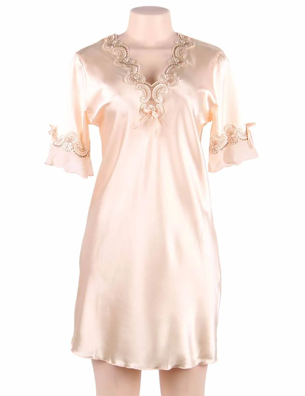 New Fashionable Silk Embroidery Casual Nightdress