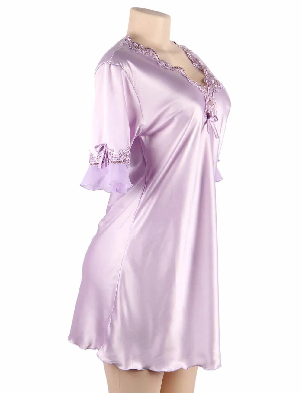 New Fashionable Silk Embroidery Casual Nightdress