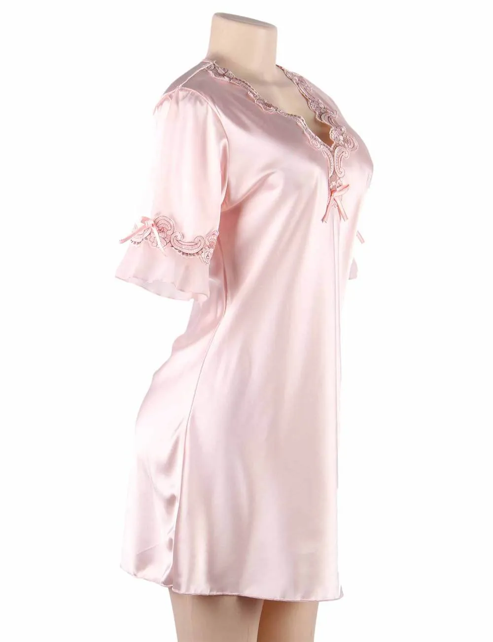 New Fashionable Silk Embroidery Casual Nightdress