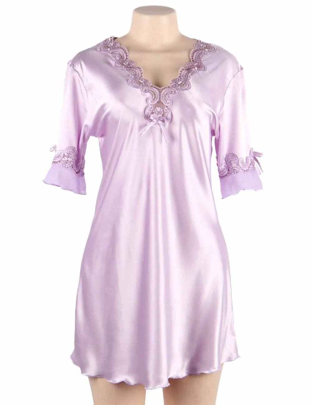 New Fashionable Silk Embroidery Casual Nightdress
