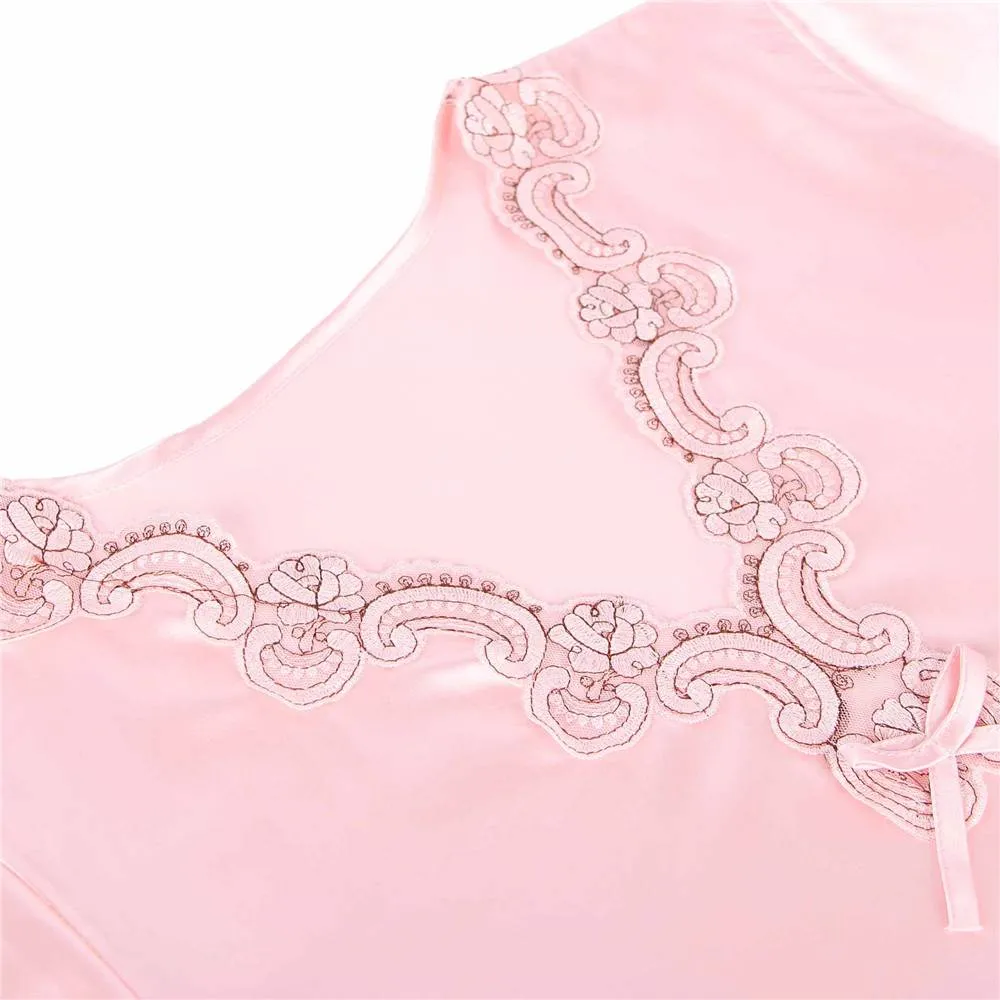 New Fashionable Silk Embroidery Casual Nightdress