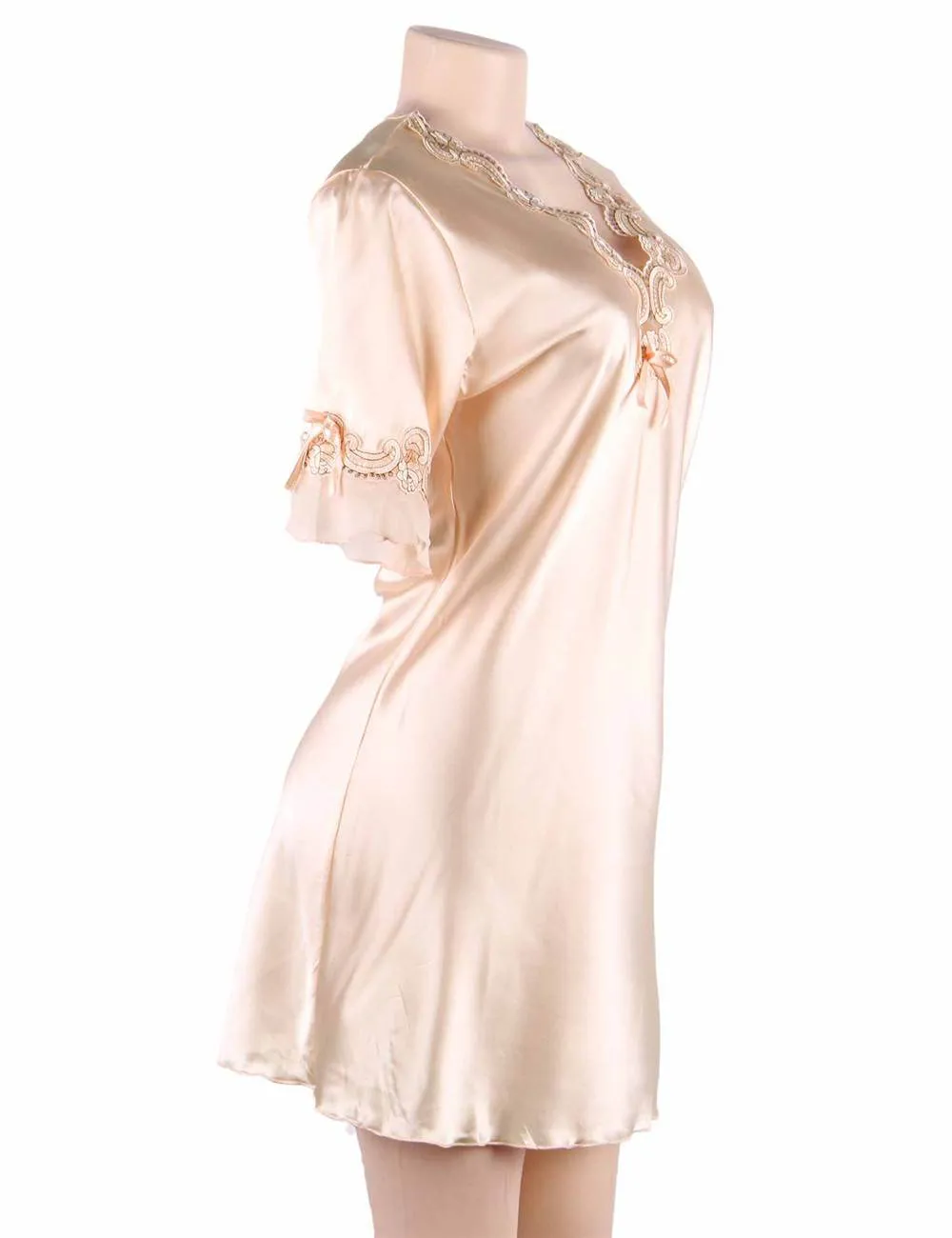 New Fashionable Silk Embroidery Casual Nightdress