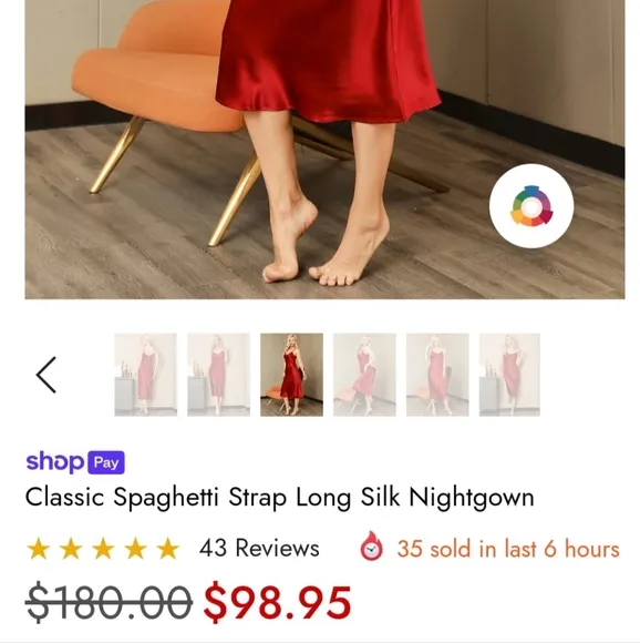 NWT Red Long Silk Gown