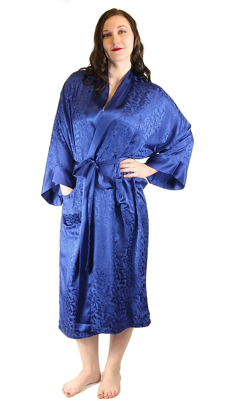 Nyteez Men's 100% Mulberry Silk Bathrobe 48 Inches Long