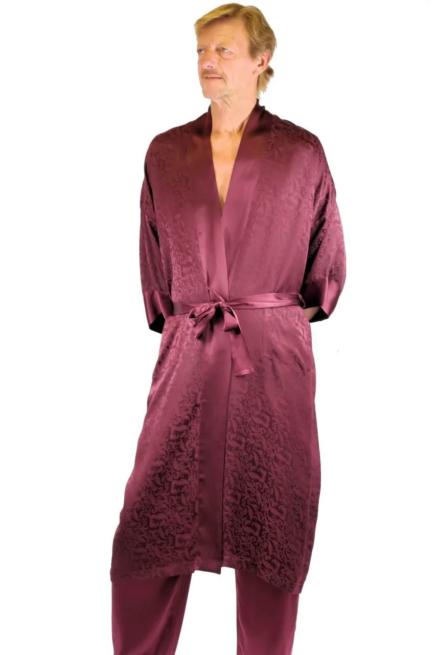 Nyteez Men's 100% Mulberry Silk Bathrobe 48 Inches Long