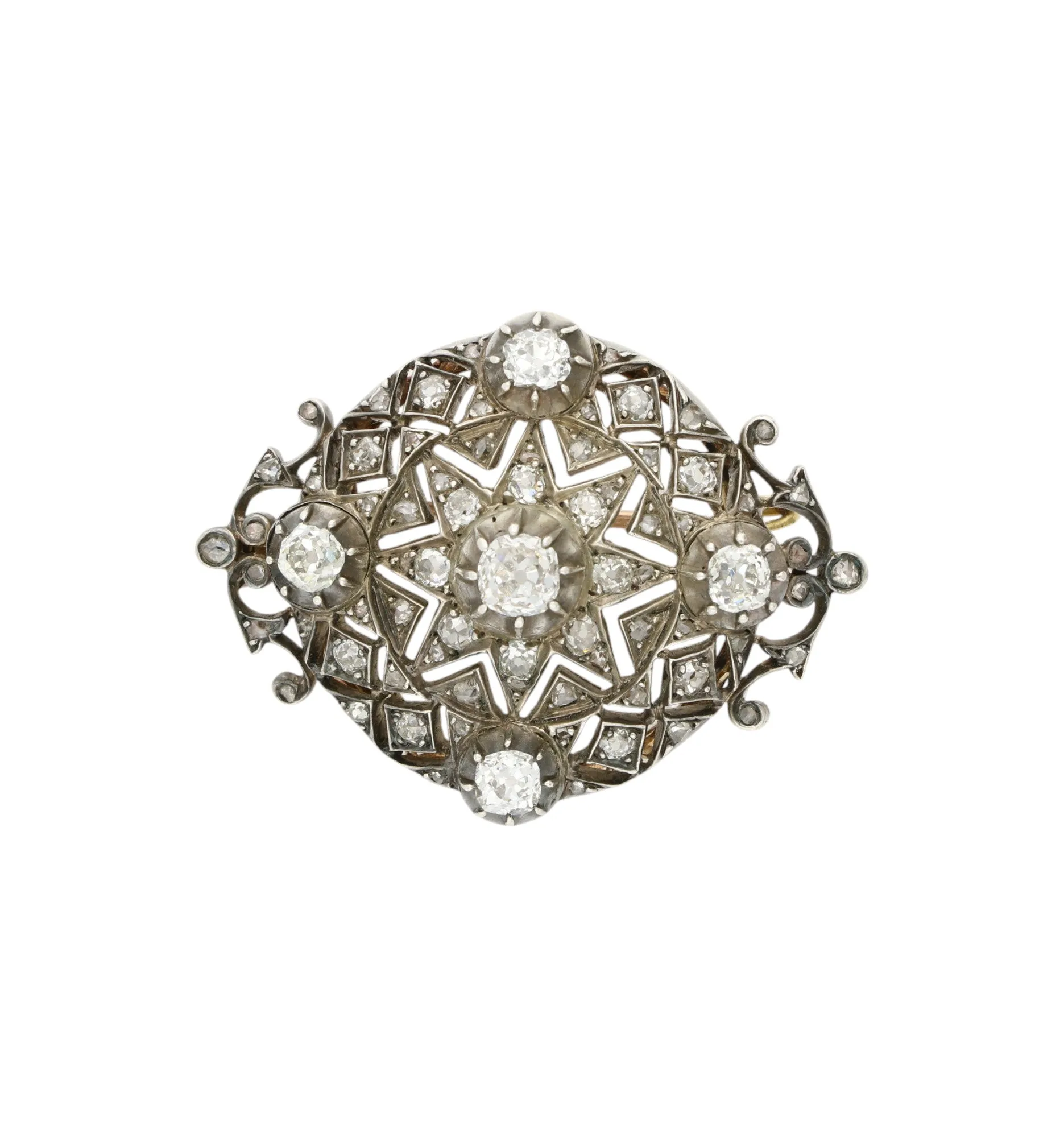 Old cut diamond brooch