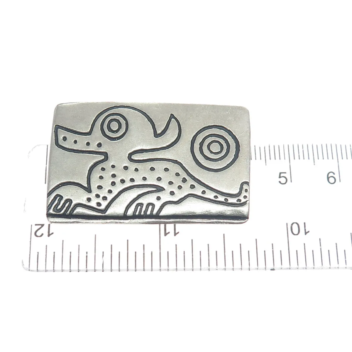 Old Pawn 925 Sterling Silver Vintage Southwestern Native Animal Oxidized Brooch