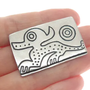 Old Pawn 925 Sterling Silver Vintage Southwestern Native Animal Oxidized Brooch
