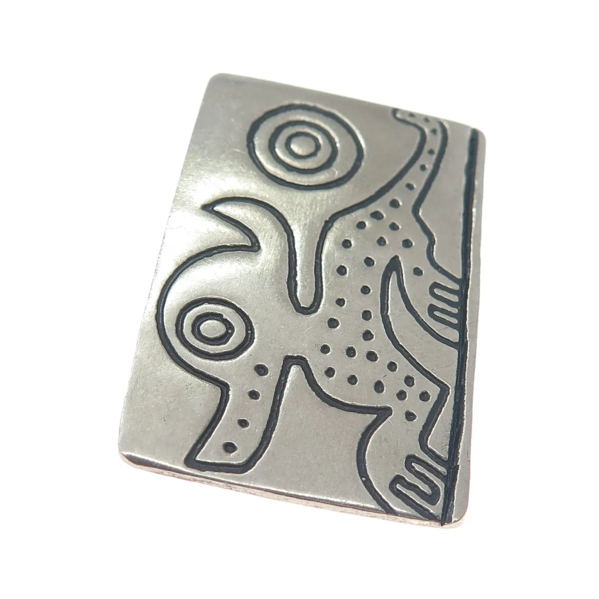 Old Pawn 925 Sterling Silver Vintage Southwestern Native Animal Oxidized Brooch