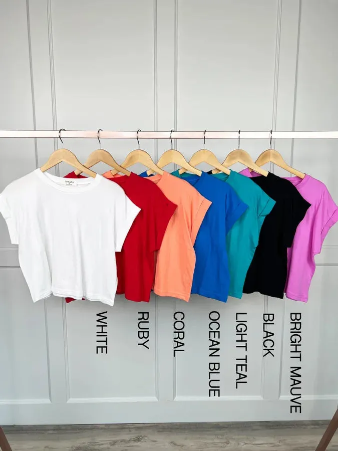 On Your Level Women's Everyday Cuffed Short Sleeve Crop Top * Final Sale*
