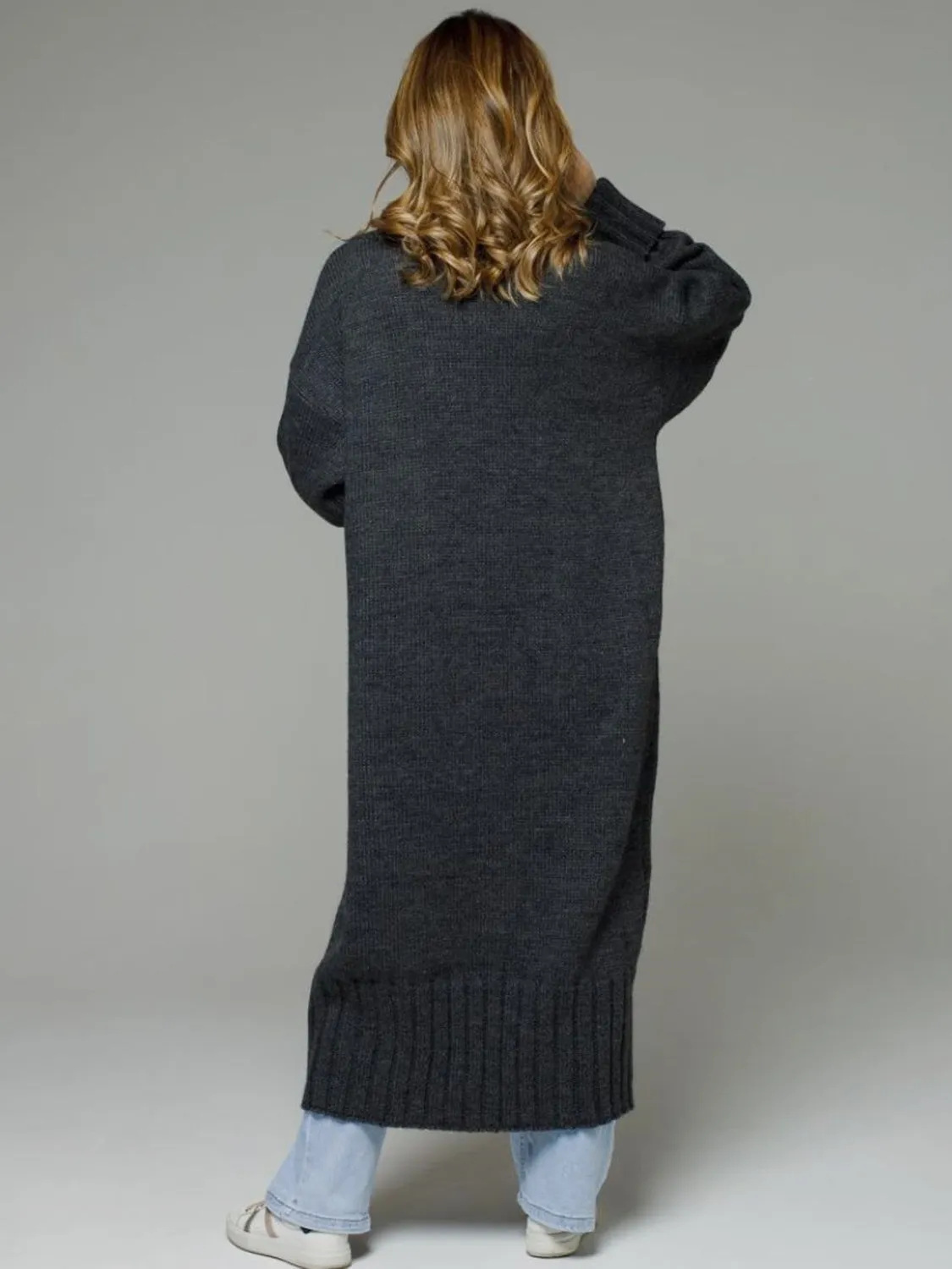 Open Front Dropped Shoulder Cardigan