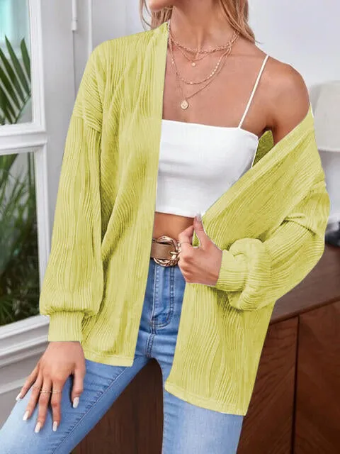 Open Front Lantern Sleeve Cardigan