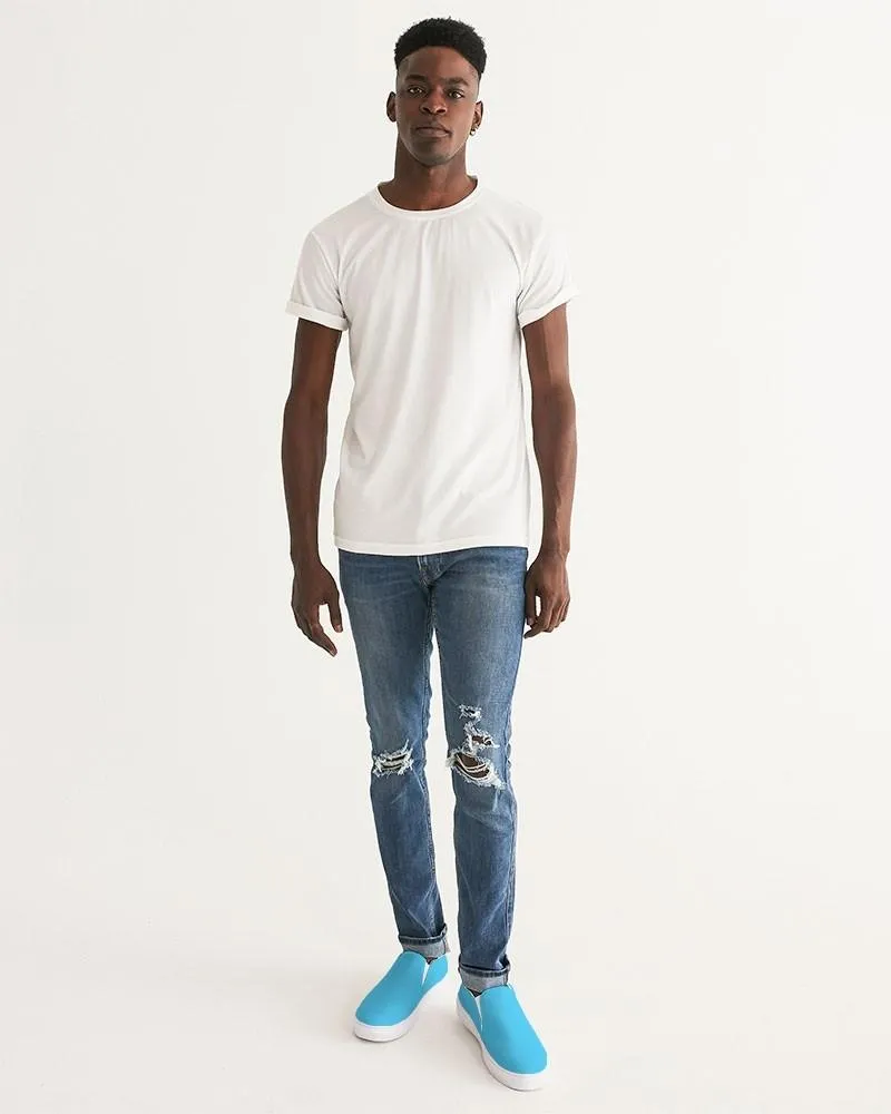 Pastel Cyan Slip-On Canvas Sneakers | Men's | Bright Pastel Cyan | C60M0Y0K0
