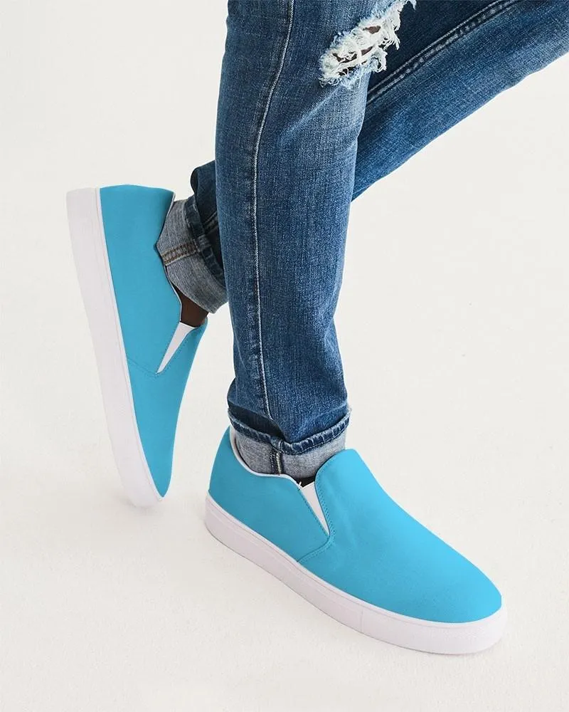 Pastel Cyan Slip-On Canvas Sneakers | Men's | Bright Pastel Cyan | C60M0Y0K0