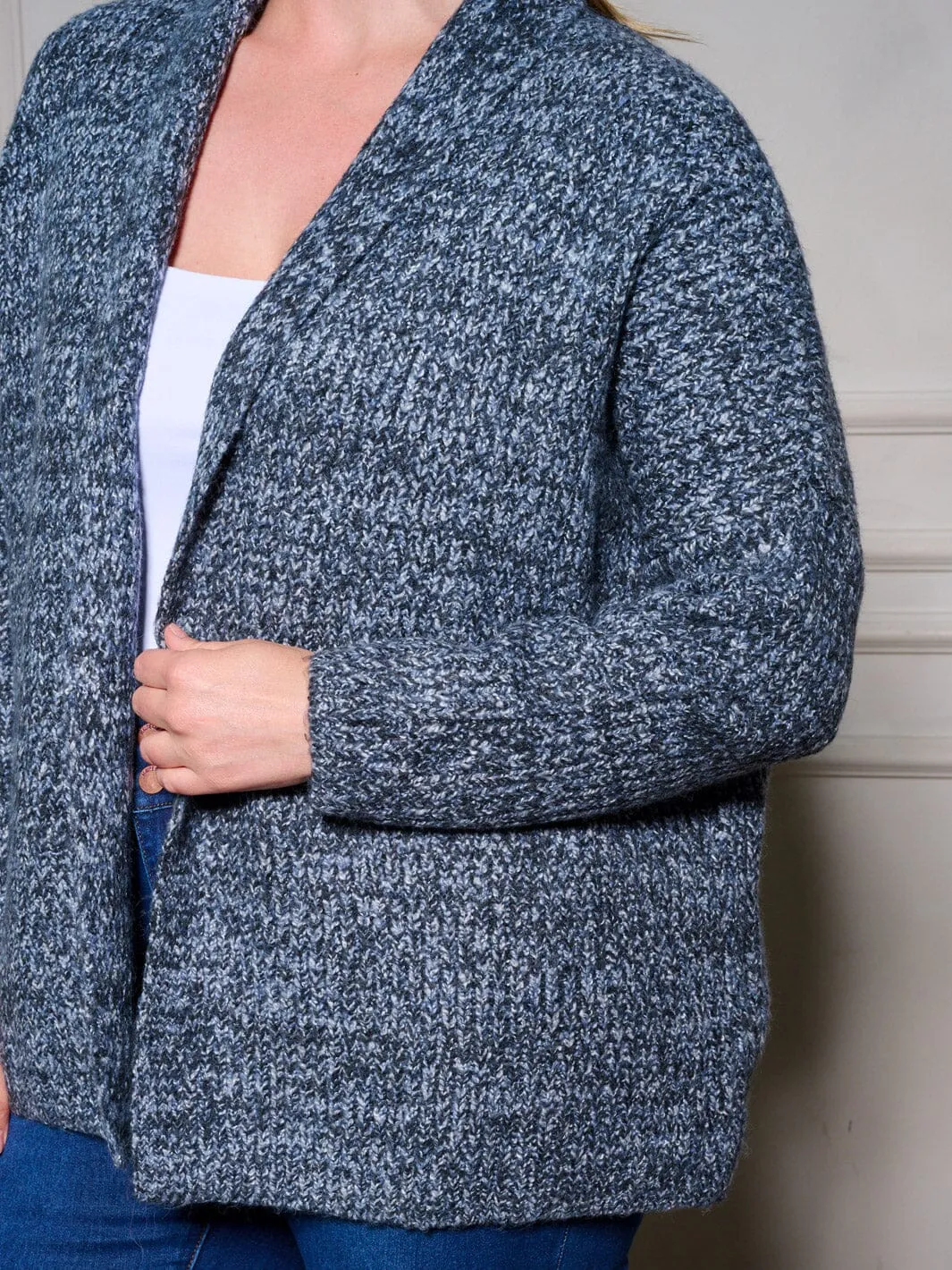 PLUS SIZE LONG SLEEVE OPEN FRONT KNIT CARDIGAN