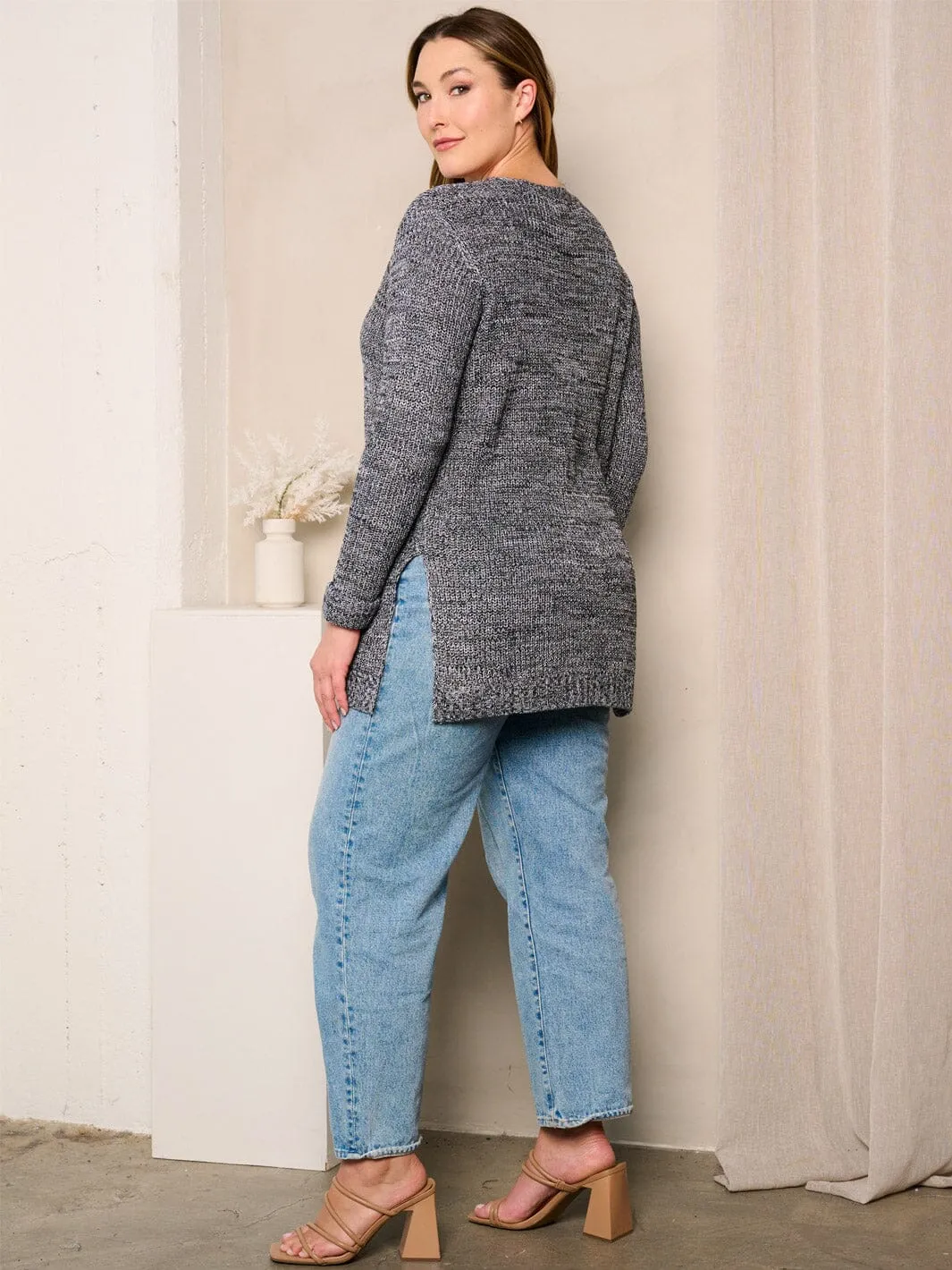 PLUS SIZE LONG SLEEVES OPEN FRONT CARDIGAN