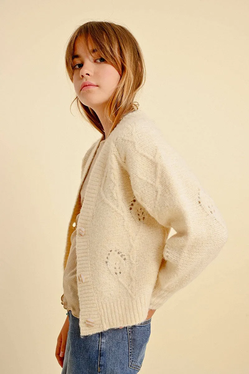 POINTELLE KNIT CARDIGAN
