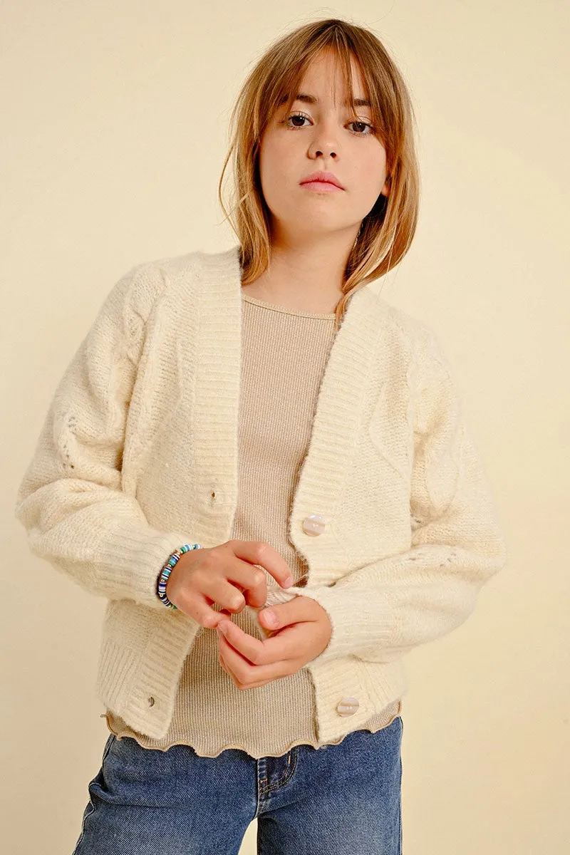 POINTELLE KNIT CARDIGAN