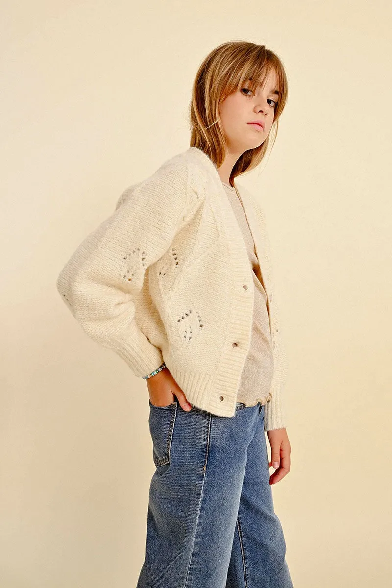 POINTELLE KNIT CARDIGAN