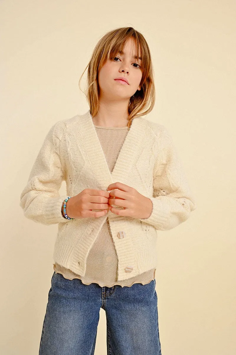 POINTELLE KNIT CARDIGAN