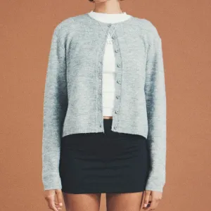 Preppy Crew Neck Button Up Front Cardigan