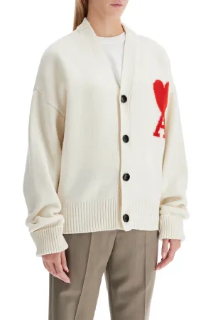 pure virgin wool cardigan with jacquard logo