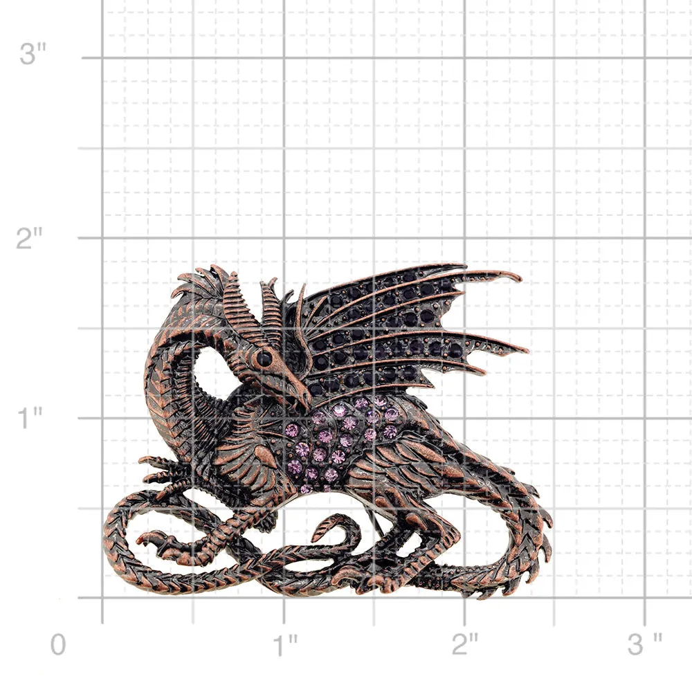 Purple Amethyst Dragon Crystal Pin Brooch