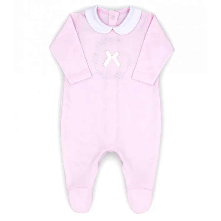 Rapife Soft Pink Embroidered Bow Sleepsuit